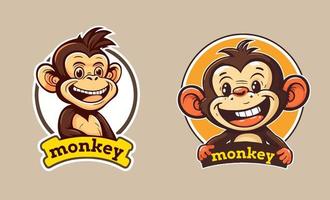design de mascote de logotipo de personagem de desenho animado de macaco chimpanzé para branding de negócios vetor
