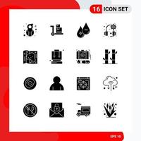 16 ícones criativos sinais e símbolos modernos do mapa do parque drop headset gear elementos de design vetoriais editáveis vetor