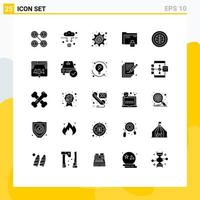 25 ícones criativos sinais e símbolos modernos de elementos de design vetoriais editáveis de senha segura de hackers de globo da internet vetor