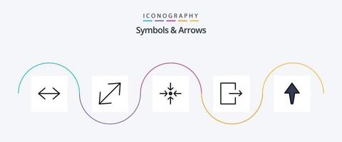 símbolos e linha de setas preenchidas com 5 ícones planos, incluindo . colapso. acima. enviar vetor