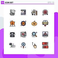 16 interface do usuário pacote de linhas preenchidas com cores planas de sinais modernos e símbolos de objetivos decoração de alvos elementos de design de vetores criativos editáveis