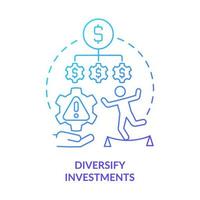 diversifique os investimentos ícone do conceito de gradiente azul vetor