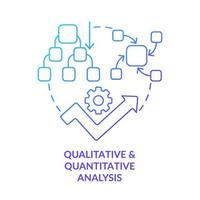 análise qualitativa e quantitativa ícone do conceito de gradiente azul vetor