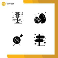 4 ícones criativos, sinais modernos e símbolos de elementos de design de vetores editáveis de objetivo saudável de tráfego de sinal