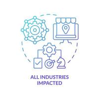 todas as indústrias impactaram o ícone do conceito de gradiente azul vetor