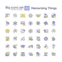 conjunto de ícones de cores rgb estratégias de coisas de memorização vetor