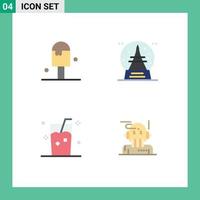 4 pacote de ícones planos de interface de usuário de sinais e símbolos modernos de elementos de design de vetores editáveis de suco de verão fresco de praia
