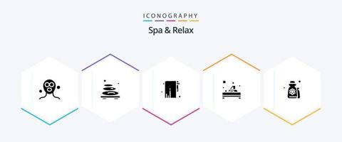 spa e relaxe o pacote de ícones de 25 glifos, incluindo massagem. toalha. relaxar . toalha . banheiro vetor