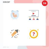 4 ícones planos de vetores temáticos e símbolos editáveis de entrega de fogo trabalho de nascimento marketing de mídia social canadá elementos de design de vetores editáveis