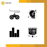 4 conceito de glifo sólido para sites móveis e controladores de aplicativos, barra de controle, joystick, gráfico mental, elementos de design vetorial editáveis vetor