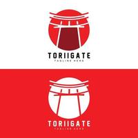 logotipo do portão torii, vetor de ícone do portão da história japonesa, ilustração chinesa, modelo de marca da empresa de design de madeira