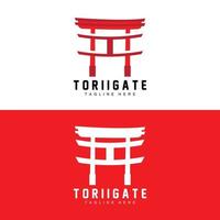 logotipo do portão torii, vetor de ícone do portão da história japonesa, ilustração chinesa, modelo de marca da empresa de design de madeira