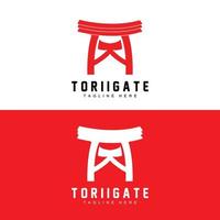 logotipo do portão torii, vetor de ícone do portão da história japonesa, ilustração chinesa, modelo de marca da empresa de design de madeira