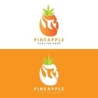 design de logotipo de abacaxi, vetor de frutas frescas, ilustração de plantação, rótulo de marca de produtos de frutas