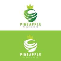design de logotipo de abacaxi, vetor de frutas frescas, ilustração de plantação, rótulo de marca de produtos de frutas