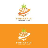 design de logotipo de abacaxi, vetor de frutas frescas, ilustração de plantação, rótulo de marca de produtos de frutas