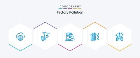 poluição de fábrica 25 pacote de ícones azul, incluindo câncer. lixo. fábrica. poluição. meio Ambiente vetor