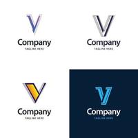 letra v design de pacote de logotipo grande design criativo de logotipos modernos para o seu negócio vetor