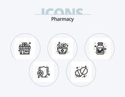 design de ícones do pacote de 5 ícones da linha de farmácia. . farmacia. cuidados de saúde. saúde. seguro vetor