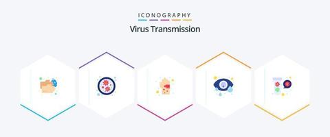 pacote de ícones planos de transmissão de vírus 25, incluindo eluição. olho humano. bacteriana. infecção ocular. conjuntivite vetor