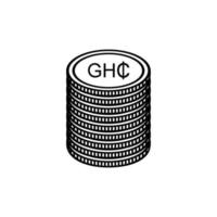 símbolo do ícone da moeda de gana, cedi ganês, sinal de ghs. ilustração vetorial vetor