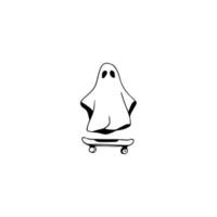 patinador fantasma. esboço desenhado à mão. rabisco de fantasma de halloween. vetor