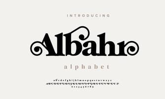alfabeto de casamento de moda simples abstrato albahr. design de tipografia de tipografia de ligadura elegante vetor