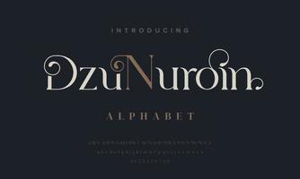 alfabeto de casamento de moda simples abstrato duznuroin. design de tipografia de tipografia de ligadura elegante vetor