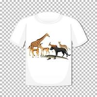 desenho de grupo de animais selvagens em t-shirt isolado em fundo transparente vetor