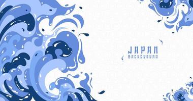 fundo moderno. estilo japonês. onda,design de ilustração,azul claro e azul escuro,meio frame wave.eps 10 vetor
