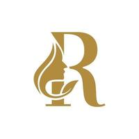 modelos iniciais de design de logotipo de beleza facial r vetor