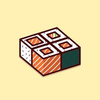 conjunto de ilustração de ícone vetorial de desenho de sushi quadrado vetor