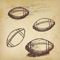 esboço de futebol americano de rugby definido em papel velho vetor