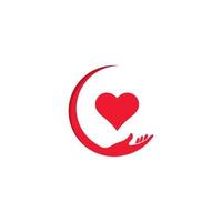 mão segurando coração amor romance logotipo vetor ícone