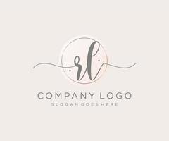 logotipo feminino inicial rl. utilizável para logotipos de natureza, salão, spa, cosméticos e beleza. elemento de modelo de design de logotipo de vetor plana.