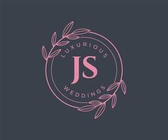 js letras iniciais modelo de logotipos de monograma de casamento, modelos modernos minimalistas e florais desenhados à mão para cartões de convite, salve a data, identidade elegante. vetor