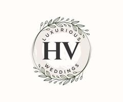 hv letras iniciais modelo de logotipos de monograma de casamento, modelos modernos minimalistas e florais desenhados à mão para cartões de convite, salve a data, identidade elegante. vetor