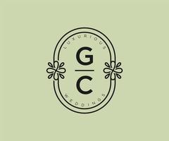 gc letras iniciais modelo de logotipos de monograma de casamento, modelos modernos minimalistas e florais desenhados à mão para cartões de convite, salve a data, identidade elegante. vetor