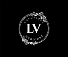 lv letras iniciais modelo de logotipos de monograma de casamento, modelos modernos minimalistas e florais desenhados à mão para cartões de convite, salve a data, identidade elegante. vetor