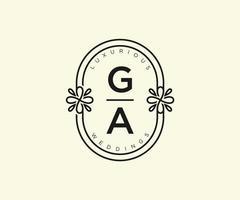 ga letras iniciais modelo de logotipos de monograma de casamento, modelos modernos minimalistas e florais desenhados à mão para cartões de convite, salve a data, identidade elegante. vetor