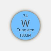 símbolo de tungstênio. elemento químico da tabela periódica. ilustração vetorial. vetor