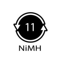 símbolo de reciclagem de bateria 11 nimh. ilustração vetorial vetor