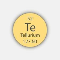 símbolo de telúrio. elemento químico da tabela periódica. ilustração vetorial. vetor