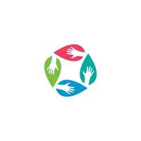 símbolo de mão logotipo de cuidados comunitários ilustração em vetor