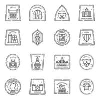variedade de ícones lineares de carimbos de passaporte internacional vetor