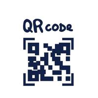 ícone de digitalização de código qr no smartphone. mão segurando o celular em estilo de linha, leitor de código de barras para pagamento, web, aplicativo móvel, promo. ilustração vetorial. vetor