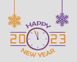 2023 feliz ano novo feriado design abstrato ilustração vetorial roxo e laranja vetor