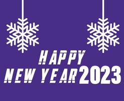 feliz ano novo 2023 feriado design abstrato ilustração em vetor branco com fundo roxo