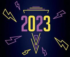 2023 feliz ano novo design de ilustração vetorial abstrata de feriado amarelo e rosa com fundo azul vetor