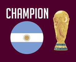 bandeira argentina campeã com troféu da copa do mundo design de símbolo de futebol final américa latina vetor países latino-americanos ilustração de equipes de futebol